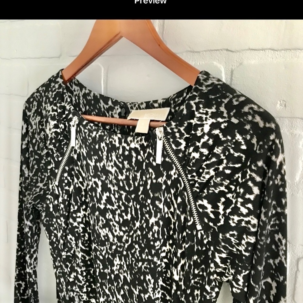 Michael Kors Y2k Mini dress Black/White Abstrat Animal print Rock Mobwife Soft S - Picture 2 of 6